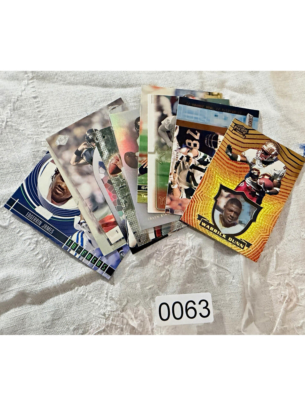 Pacific 2001 NFL Football 10-Card Lot Warrick Dunn, Edgerrin James Insert